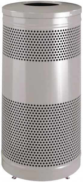Rubbermaid - 25 Gal Silver Round Decorative Waste Receptacle With Top - Steel, 902mm High - Americas Industrial Supply