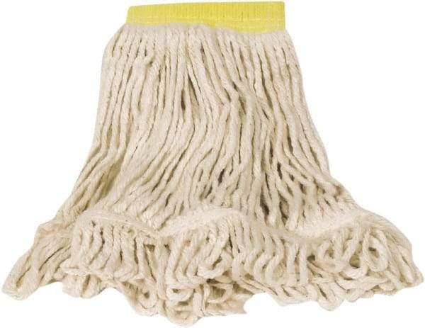 Rubbermaid - Yellow Head Band, Small Blended Fiber Loop End Mop Head - Clamp Jaw & Side Loading Connection - Americas Industrial Supply