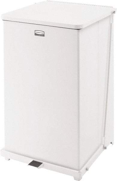 Rubbermaid - 40 Gal Square Unlabeled Trash Can - 30" High x 19" Long x 19" Wide, White, Steel - Americas Industrial Supply