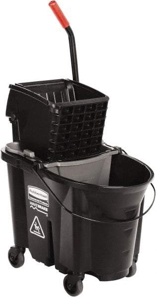 Rubbermaid - 35 Qt Plastic Steel Bucket & Wringer - 510.54mm Long x 927.1mm High x 398.78mm Wide, Black - Americas Industrial Supply