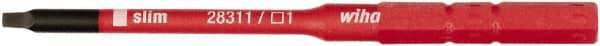 Wiha - 4mm Drive, #1 Square Screwdriver Bit - 75mm OAL - Americas Industrial Supply