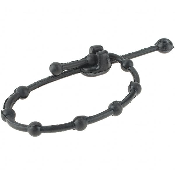 Interstate - 8" Long Black Rubber Standard Cable Tie - 10 Lb Tensile Strength, 2" Max Bundle Diam - Americas Industrial Supply