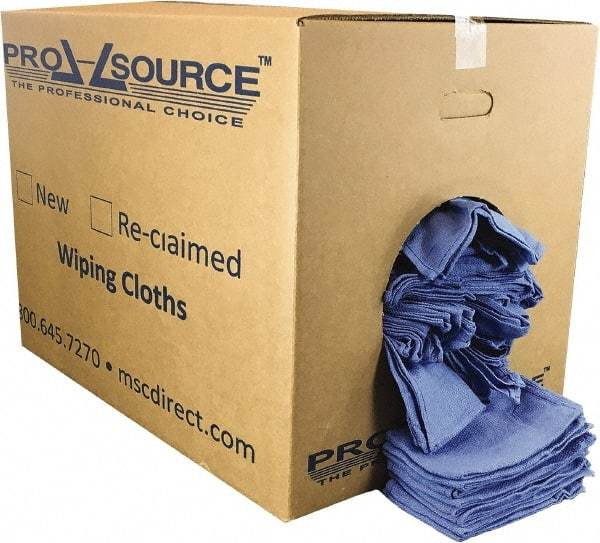PRO-SOURCE - 25 Inch Long x 16 Inch Wide Virgin Cotton Rags - Blue, Huck, Lint Free, 50 Lbs. at 5 to 7 per Pound, Box - Americas Industrial Supply