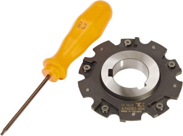 Kennametal - Arbor Hole Connection, 0.1575" Cutting Width, 0.5906" Depth of Cut, 80mm Cutter Diam, 1-1/16" Hole Diam, 5 Tooth Indexable Slotting Cutter - 90° SN Toolholder, SNHX Insert - Americas Industrial Supply