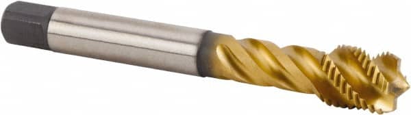 Kennametal - M14x1.50 Metric Fine 4 Flute 6HX Bottoming Spiral Flute Tap - Powdered Metal, TiN Finish, 100mm OAL, Right Hand Flute, Right Hand Thread, Series T632 - Americas Industrial Supply