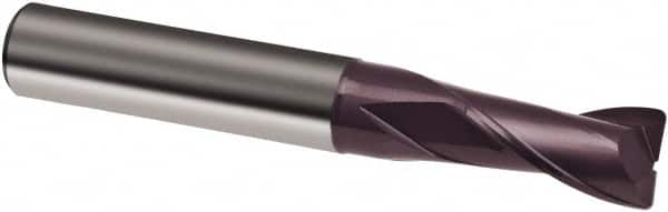 Guhring - 1/4", 3/4" LOC, 1/4" Shank Diam, 2-1/2" OAL, 2 Flute, Solid Carbide Square End Mill - Single End, FIREX Finish, Spiral Flute, 30° Helix, Right Hand Cut, Right Hand Flute, Series 3087 - Americas Industrial Supply