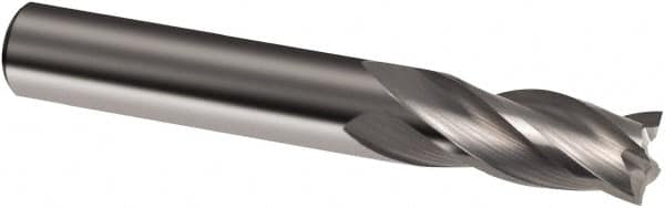 Guhring - 4mm, 11mm LOC, 4mm Shank Diam, 50mm OAL, 4 Flute, Solid Carbide Square End Mill - Single End, Uncoated, Spiral Flute, 30° Helix, Right Hand Cut, Right Hand Flute, Series 3304 - Americas Industrial Supply