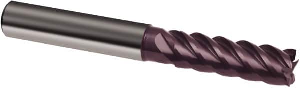 Guhring - 12mm, 36mm LOC, 12mm Shank Diam, 93mm OAL, 5 Flute, Solid Carbide Square End Mill - Single End, FIREX Finish, Spiral Flute, 45° Helix, Centercutting, Right Hand Cut, Right Hand Flute, Series 3897 - Americas Industrial Supply