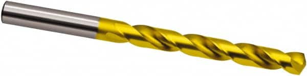 Guhring - 13mm 130° Cobalt Jobber Drill - TiN Finish, Right Hand Cut, Spiral Flute, 151mm OAL, Cone Relief Point - Americas Industrial Supply