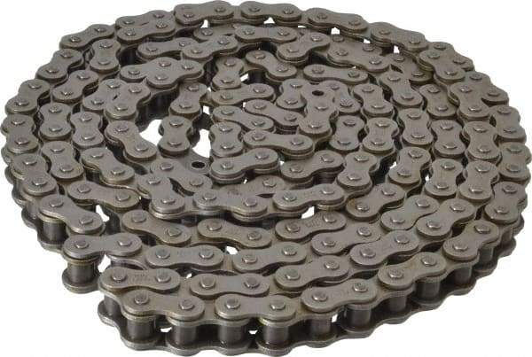 Browning - 5/8" Pitch, ANSI 50, Single Strand Roller Chain - Chain No. 50, 10 Ft. Long, 0.4" Roller Diam, 3/8" Roller Width - Americas Industrial Supply