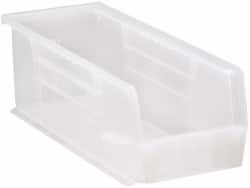 Quantum Storage - 50 Lb. Load Capacity, 14-3/4" Deep, Clear Polypropylene Hopper Stacking Bin - 5" High x 5-1/2" Wide x 14-3/4" Long - Americas Industrial Supply