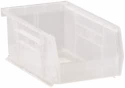 Quantum Storage - 10 Lb. Load Capacity, 7-3/8" Deep, Clear Polypropylene Hopper Stacking Bin - 3" High x 4-1/8" Wide x 7-3/8" Long - Americas Industrial Supply