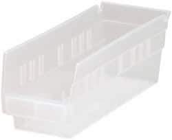 Quantum Storage - 30 Lb. Load Capacity, 11-5/8" Deep, Clear Polypropylene Hopper Shelf Bin - 4" High x 4-1/8" Wide x 11-5/8" Long - Americas Industrial Supply