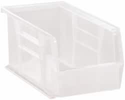 Quantum Storage - 30 Lb. Load Capacity, 10-7/8" Deep, Clear Polypropylene Hopper Stacking Bin - 5" High x 5-1/2" Wide x 10-7/8" Long - Americas Industrial Supply