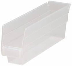 Quantum Storage - 30 Lb. Load Capacity, 11-5/8" Deep, Clear Polypropylene Hopper Shelf Bin - 4" High x 2-3/4" Wide x 11-5/8" Long - Americas Industrial Supply