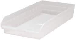 Quantum Storage - 50 Lb. Load Capacity, 23-5/8" Deep, Clear Polypropylene Hopper Shelf Bin - 4" High x 11-1/8" Wide x 23-5/8" Long - Americas Industrial Supply