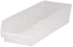 Quantum Storage - 40 Lb. Load Capacity, 17-7/8" Deep, Clear Polypropylene Hopper Shelf Bin - 4" High x 6-5/8" Wide x 17-7/8" Long - Americas Industrial Supply
