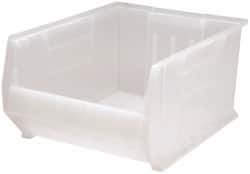 Quantum Storage - 125 Lb. Load Capacity, 23-7/8" Deep, Clear Polypropylene Hopper Stacking Bin - 12" High x 18-1/4" Wide x 23-7/8" Long - Americas Industrial Supply