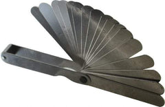 Starrett - 20 Piece, 0.05mm to 1 Thick, Parallel Feeler Gage Set - 3-1/32" Leaf Length, 1/2" Wide, Tempered Steel - Americas Industrial Supply