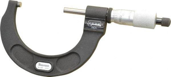 Starrett - 2 to 3" Range, 0.0001" Graduation, Mechanical Outside Micrometer - Ratchet Stop Thimble, Accurate to 0.00005", Digital Counter - Americas Industrial Supply