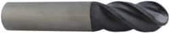 Accupro - 7/16" Diam, 1" LOC, 2 Flute Solid Carbide Ball End Mill - AlTiN Finish, Single End, 6" OAL, 7/16" Shank Diam, Spiral Flute - Americas Industrial Supply