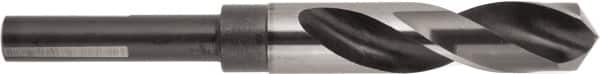 National Twist Drill - 1-13/64" Drill, 118° Point, High Speed Steel Silver Deming & Reduced Shank Drill Bit - Bright Finish, 6" OAL, Flats on Shank, 3" Flute Length, Right Hand Cut, Spiral Flute - Americas Industrial Supply
