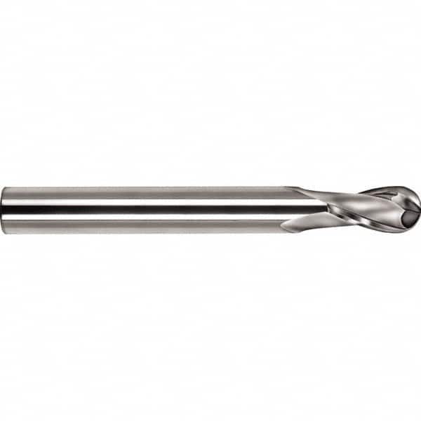 SGS - 10mm Diam, 25mm LOC, 2 Flute Solid Carbide Ball End Mill - TiCN Finish, Single End, 100mm OAL, 10mm Shank Diam, Spiral Flute - Americas Industrial Supply