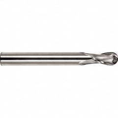 SGS - 10mm Diam, 25mm LOC, 2 Flute Solid Carbide Ball End Mill - TiCN Finish, Single End, 100mm OAL, 10mm Shank Diam, Spiral Flute - Americas Industrial Supply