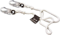 Miller - 4' Long, 310 Lb Capacity, 1 Leg Locking Snap Hook Harness Positioning/Restraint Lanyard - 1-1/2" Diam, Filament Nylon Rope, Locking Snap Hook Anchorage Connection - Americas Industrial Supply