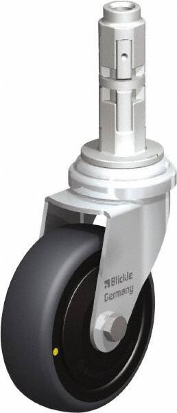 Blickle - 3" Diam x 63/64" Wide x 4" OAH Metal Expander Mount Swivel Caster - Rubber Elastomer (TPE), 110 Lb Capacity, Ball Bearing, Metal Expander Stem - Americas Industrial Supply