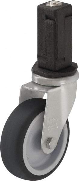 Blickle - 4" Diam x 63/64" Wide x 4-7/8" OAH Stem Mount Swivel Caster - Rubber Elastomer (TPE), 154 Lb Capacity, Plain Bore Bearing, Square Stem - Americas Industrial Supply