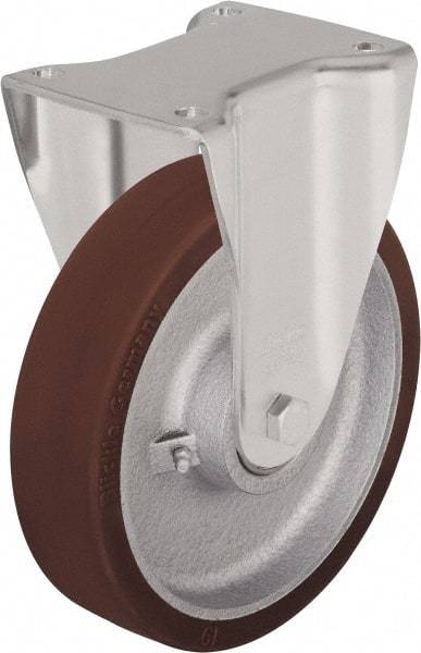 Blickle - 10" Diam x 2-23/64" Wide x 11-39/64" OAH Top Plate Mount Rigid Caster - Polyurethane-Elastomer Blickle Softhane, 1,980 Lb Capacity, Ball Bearing, 5-1/2 x 4-3/8" Plate - Americas Industrial Supply