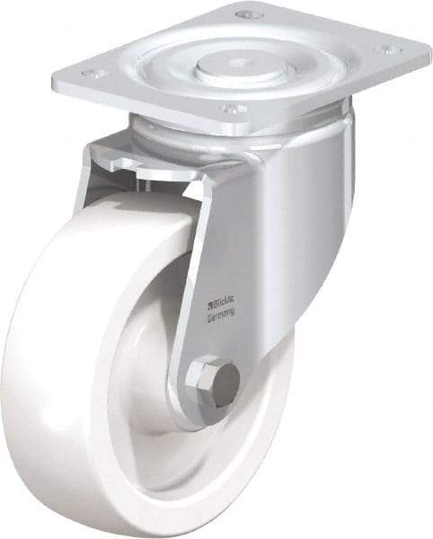 Blickle - 6" Diam x 1-31/32" Wide x 7-3/4" OAH Top Plate Mount Swivel Caster - Impact-Resistant Nylon, 1,760 Lb Capacity, Plain Bore Bearing, 5-1/2 x 4-3/8" Plate - Americas Industrial Supply
