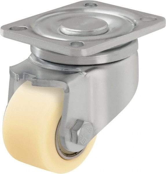 Blickle - 2-1/2" Diam x 1-37/64" Wide x 3-13/16" OAH Top Plate Mount Swivel Caster - Impact-Resistant Cast Nylon, 1,430 Lb Capacity, Ball Bearing, 3-15/16 x 3-3/8" Plate - Americas Industrial Supply