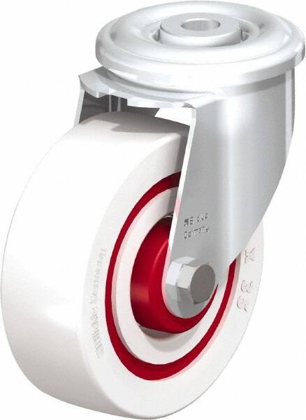 Blickle - 4" Diam x 1-3/8" Wide x 4-59/64" OAH Hollow Kingpin Mount Swivel Caster - Impact-Resistant Nylon, 330 Lb Capacity, Roller Bearing, Hollow Kingpin Stem - Americas Industrial Supply