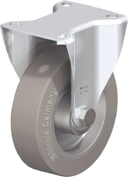 Blickle - 5" Diam x 1-9/16" Wide x 6-3/32" OAH Top Plate Mount Rigid Caster - Solid Rubber, 550 Lb Capacity, Ball Bearing, 3-15/16 x 3-3/8" Plate - Americas Industrial Supply
