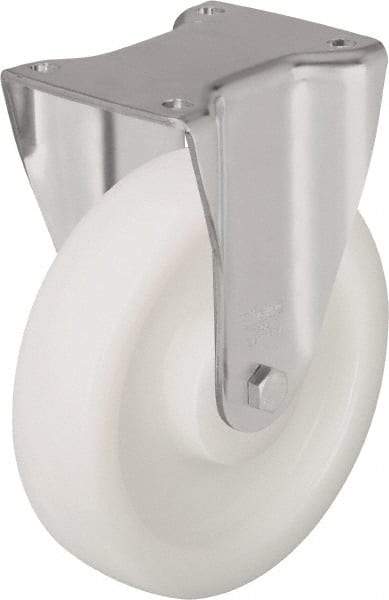 Blickle - 8" Diam x 2" Wide x 9-21/32" OAH Top Plate Mount Rigid Caster - Impact-Resistant Nylon, 1,980 Lb Capacity, Ball Bearing, 5-1/2 x 4-3/8" Plate - Americas Industrial Supply