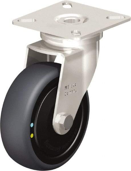 Blickle - 3" Diam x 63/64" Wide x 3-15/16" OAH Top Plate Mount Swivel Caster - Thermoplastic Rubber Elastomer (TPE), 110 Lb Capacity, Ball Bearing, 2-3/8 x 2-3/8" Plate - Americas Industrial Supply