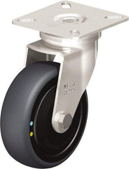 Blickle - 3" Diam x 63/64" Wide x 3-15/16" OAH Top Plate Mount Swivel Caster - Thermoplastic Rubber Elastomer (TPE), 110 Lb Capacity, Ball Bearing, 2-3/8 x 2-3/8" Plate - Americas Industrial Supply