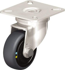Blickle - 2" Diam x 3/4" Wide x 2-51/64" OAH Top Plate Mount Swivel Caster - Thermoplastic Rubber Elastomer (TPE), 66 Lb Capacity, Ball Bearing, 2-3/8 x 2-3/8" Plate - Americas Industrial Supply