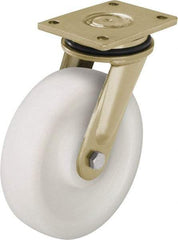 Blickle - 8" Diam x 1-31/32" Wide x 9-41/64" OAH Top Plate Mount Swivel Caster - Impact-Resistant Nylon, 3,300 Lb Capacity, Plain Bore Bearing, 5-1/2 x 4-3/8" Plate - Americas Industrial Supply