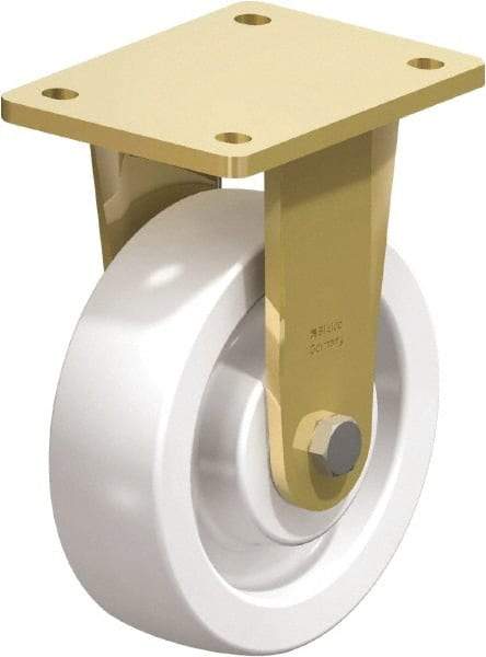 Blickle - 6-1/2" Diam x 1-31/32" Wide x 8-5/64" OAH Top Plate Mount Rigid Caster - Impact-Resistant Nylon, 1,870 Lb Capacity, Ball Bearing, 5-1/2 x 4-3/8" Plate - Americas Industrial Supply