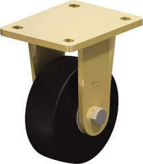 Blickle - 5" Diam x 1-31/32" Wide x 6-11/16" OAH Top Plate Mount Rigid Caster - Solid Rubber, 704 Lb Capacity, Ball Bearing, 5-1/2 x 4-3/8" Plate - Americas Industrial Supply