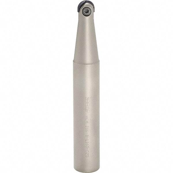 Iscar - 3/8" Cut Diam, 1/2" Shank Diam, 6" OAL, Indexable Ball Nose End Mill - 2" Head Length, Straight Shank, HCM D.38 Toolholder, HBR-QF, HCR Insert - Americas Industrial Supply