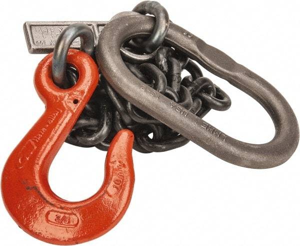 Lift-All - 5' Long x 4-1/2" Wide, 8,800 Lb Basket Capacity, Alloy Steel Web Sling - 8,800 Lb Choker Capacity, SOS Chain Sling, 3/8" Diam Chain, Natural, Single Style - Americas Industrial Supply