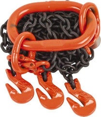 Pewag - 5' Long, 5,500 Lb Basket Capacity, 5,500 Lb Vertical Capacity, Alloy Steel Web Sling - TOG Chain Sling, 7/32" Diam Chain, Silver (Color), with 3 Grab Hooks & Master Link - Americas Industrial Supply