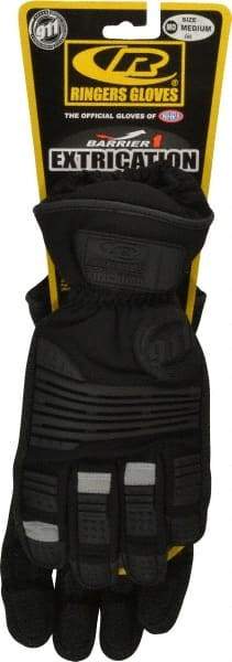 Ringers Gloves - Size M (9), Kevlar/Thermal Plastic Rubber Cut Resistant Gloves - Elastic Cuff, Black w/ Reflective Panels, Paired - Americas Industrial Supply
