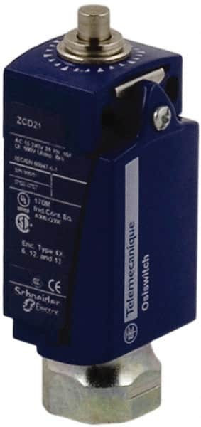 Telemecanique Sensors - SPDT, NC/NO, 240 VAC, 250 VDC, Screw Terminal, End Plunger Actuator, General Purpose Limit Switch - 1, 2, 4, 6, 12, 13 NEMA Rating, IP66, IP67 IPR Rating - Americas Industrial Supply