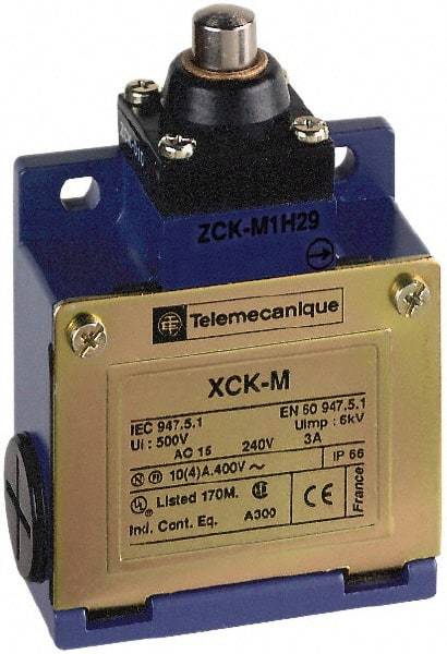 Telemecanique Sensors - SPDT, NC/NO, 240 VAC, 250 VDC, Screw Terminal, End Plunger Actuator, General Purpose Limit Switch - 1, 2, 4, 6, 12, 13, 6P NEMA Rating, IP66 IPR Rating - Americas Industrial Supply
