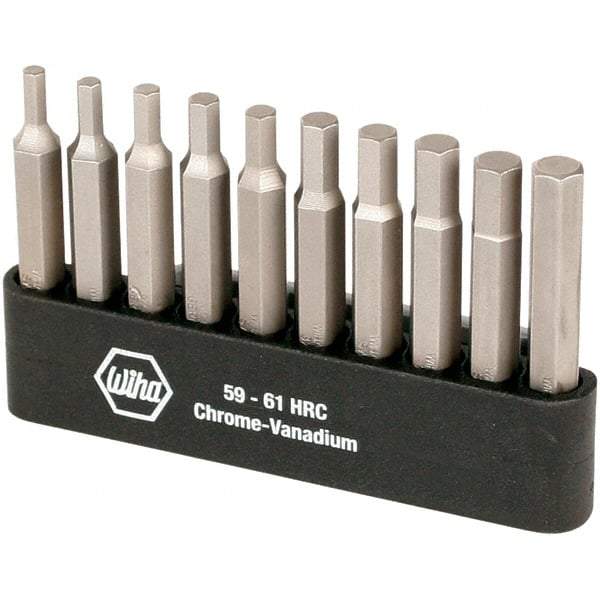 Wiha - 10 Piece, 1/4" Drive Screwdriver Power Bit Set - 1/4" Hex - Americas Industrial Supply
